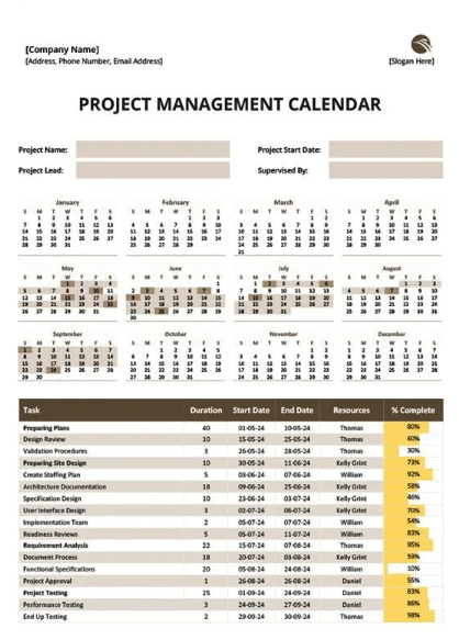 Project Management Google Calendar Template by Template.net